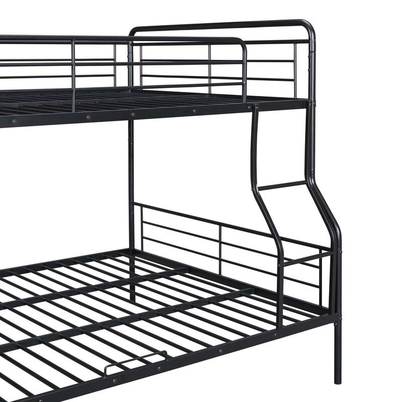 Full XL Over Queen Metal Bunk Bed with Ladder