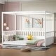 preview thumbnail 6 of 8, Full Size Modern Wooden Canopy Floor Bed Frame with Guardrails White