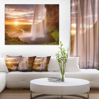 Seljalandsfoss Waterfall at Sunset - Landscape Large wall art canvas ...