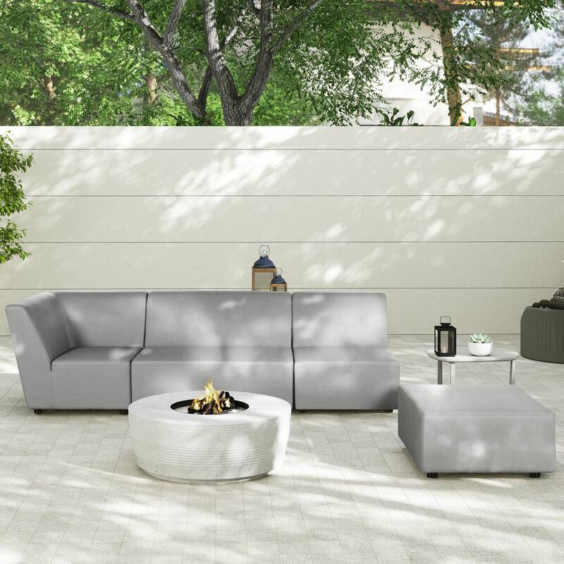 Cleo 140" Outdoor Sectional Sofa with Ottoman