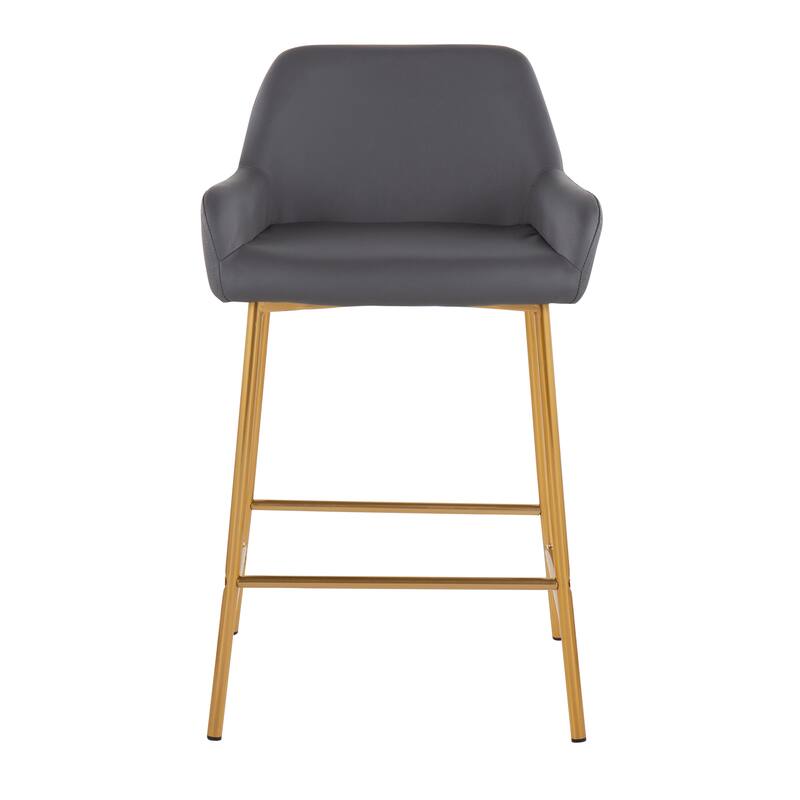 Silver Orchid Galotti Gold Fixed-Height Upholstered Counter Stool - Set of 2