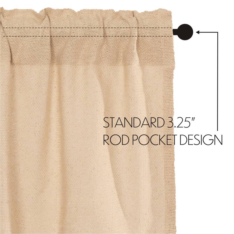 Farmhouse Curtains VHC Cotton Burlap Long Prairie Panel Pair Rod Pocket Solid Color - Prairie Panel 84x36 - Prairie Panel 84x36
