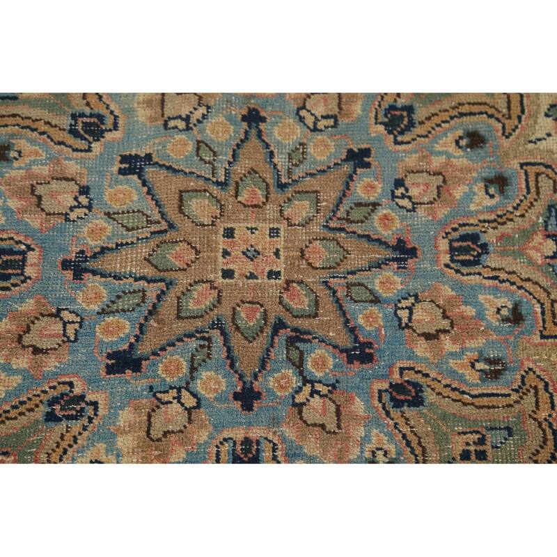 Traditional Mashad Persian Vintage Area Rug Hand-Knotted Wool Carpet - 9'5"x 12'5"