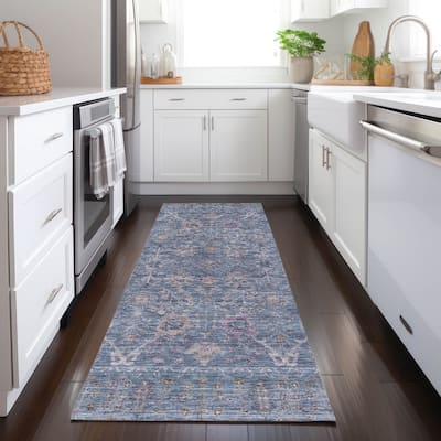 Machine Washable Indoor/ Outdoor Vintage Traditional Chantille Rug