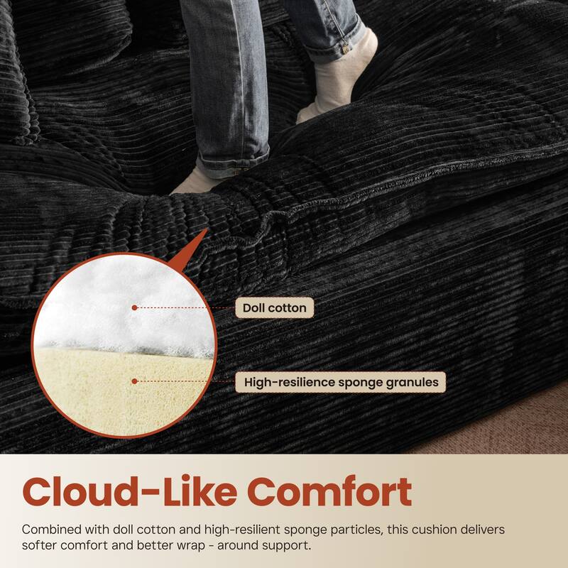 OVIOS L-Shaped Sofa with Dual-Tone Stripe Fabric​