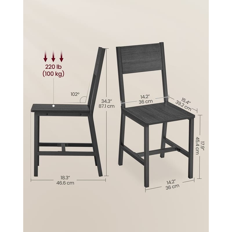 Wood Dining Chair, Rustic Wooden Chairs with Metal Steel Frame