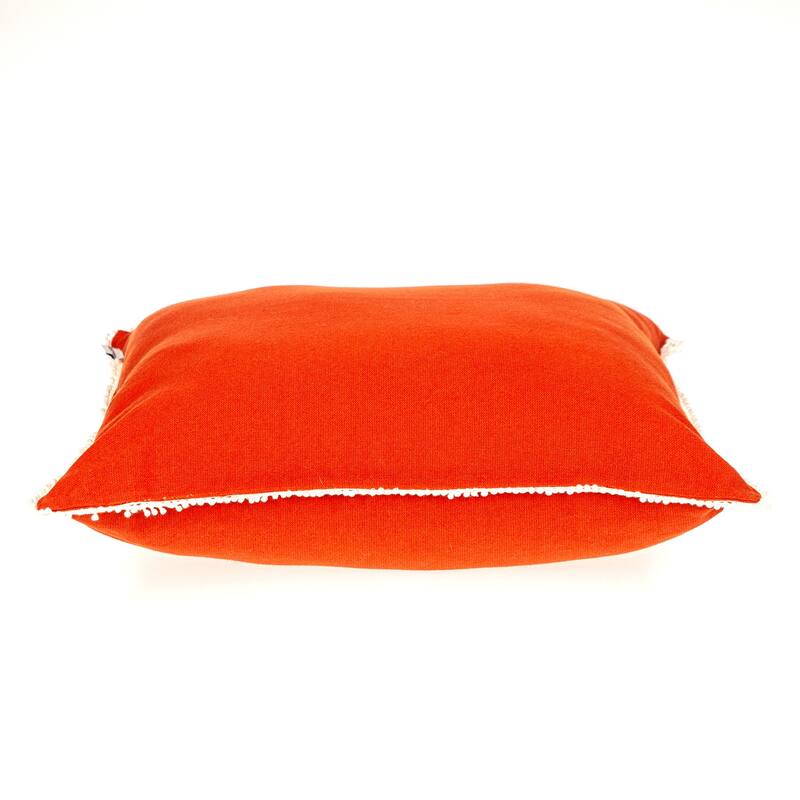 HomeRoots 16" Orange Cotton Throw Pillow With Fringe