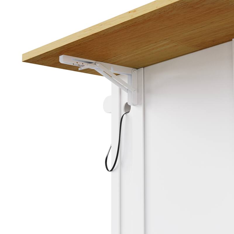 48" Kitchen Island with 2 Bar Stools, Power Outlet, Drop Leaf & Storage Drawers