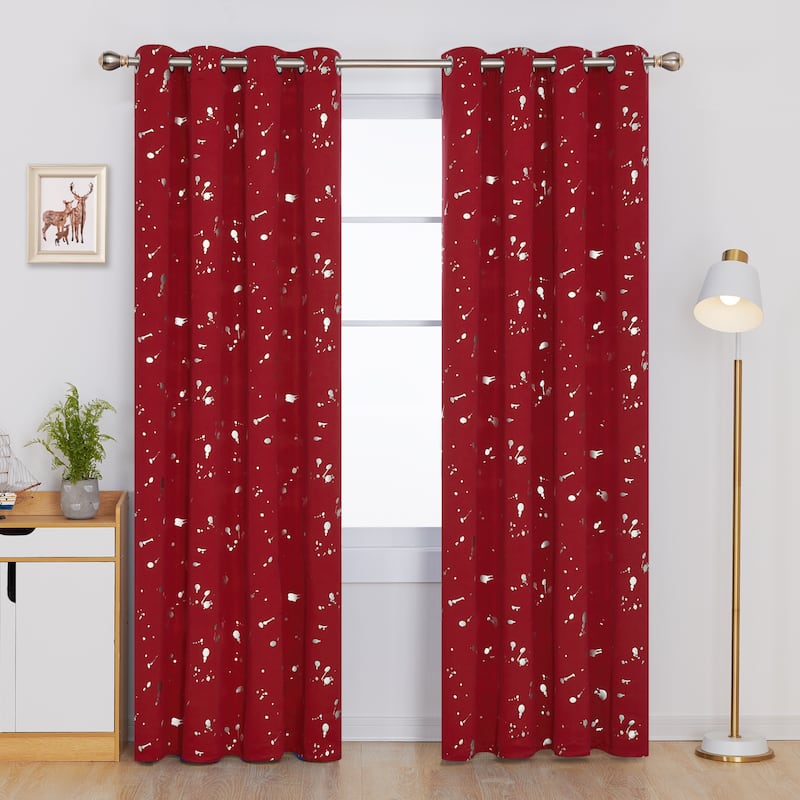 Deconovo Silver Spot 52 Width Curtain Panel Pair (2 Panel)