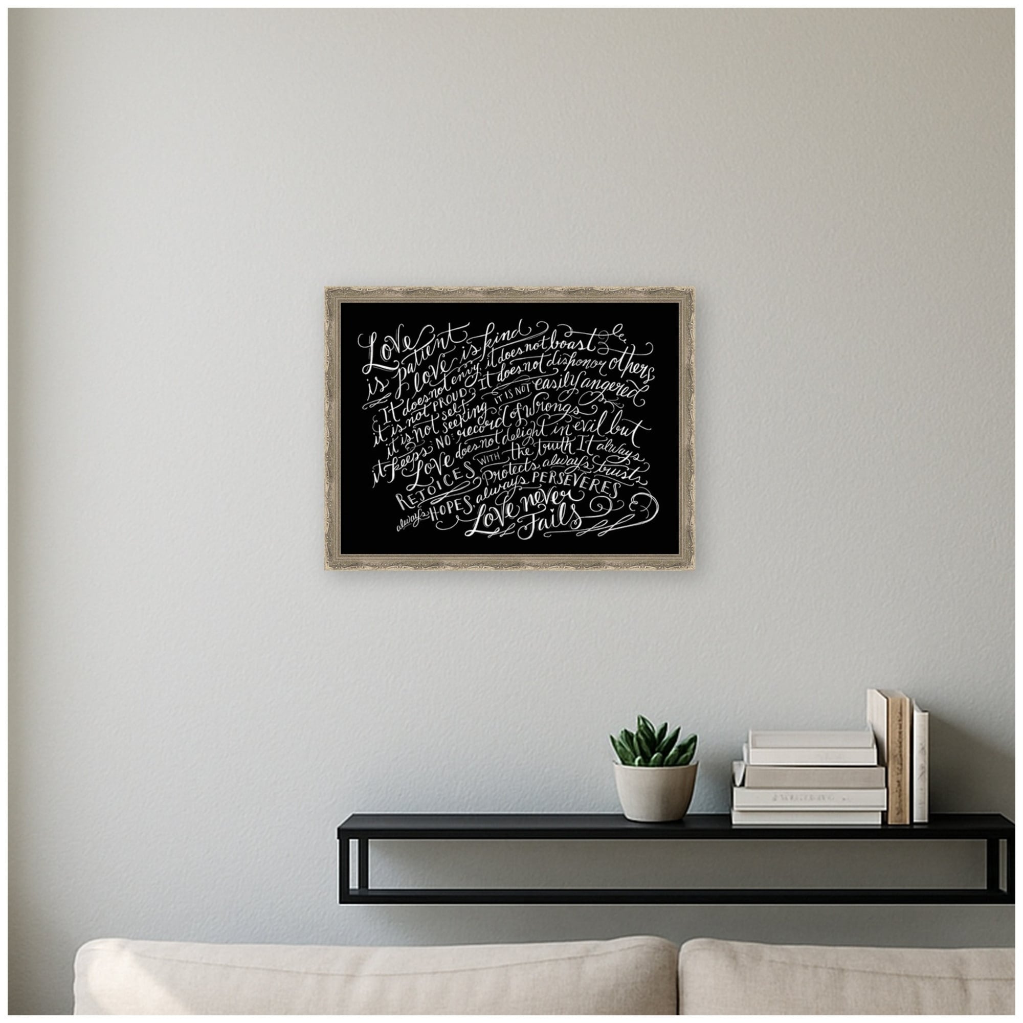 Kate and Laurel LV Love Is Patient by Valerie McKeehan of Lily and Val Framed Mounted Canvas Wall Art Print