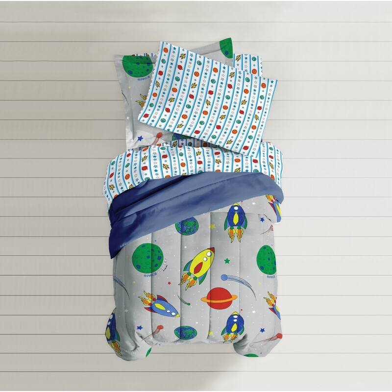 Dream Factory Space Rocket Twin 5-piece Bed in a Bag with Sheet Set