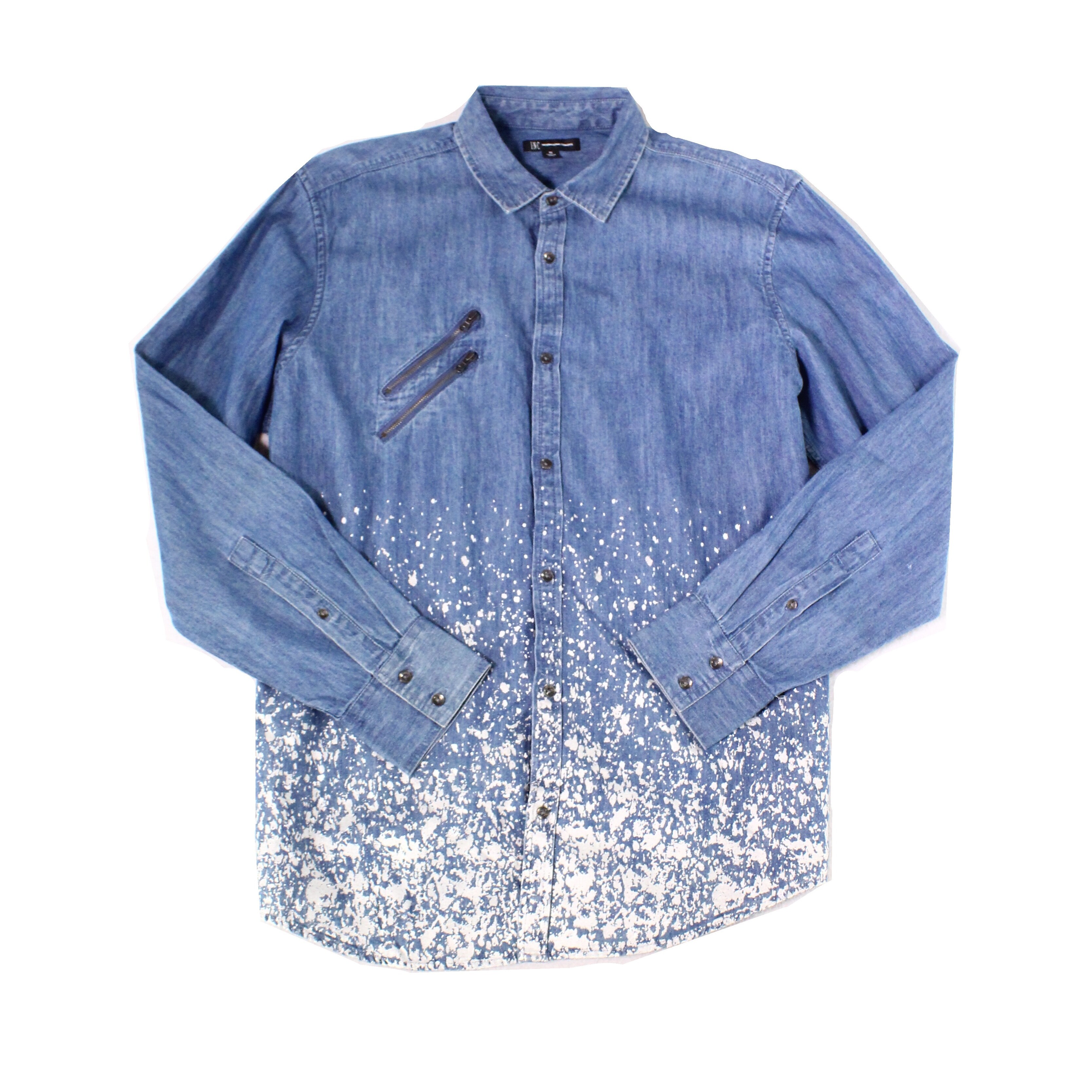 Shop Inc Mens Shirt Blue Size Large L Button Down Paint Splatter