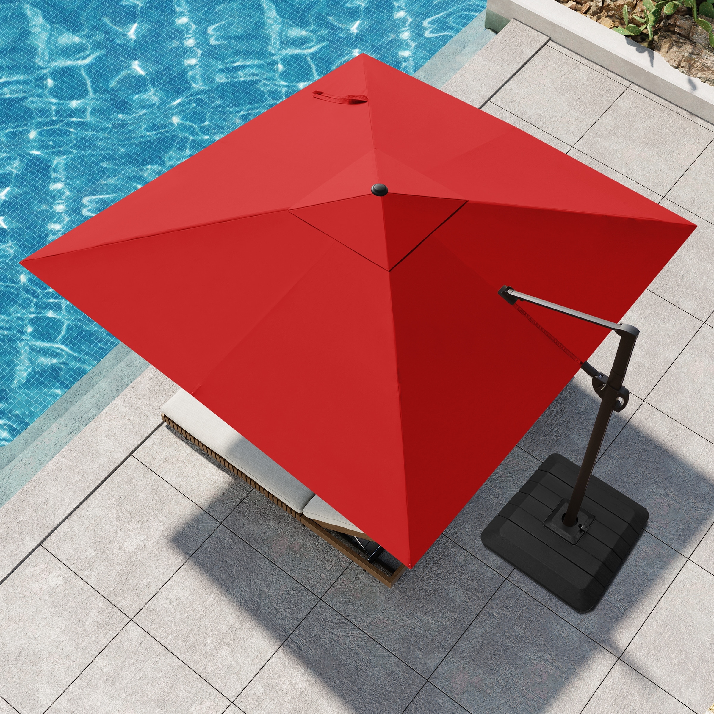 Outdoor 10.5 FT Square Patio Cantilever Offset Umbrella 360-Degree Rotation with Premium Base