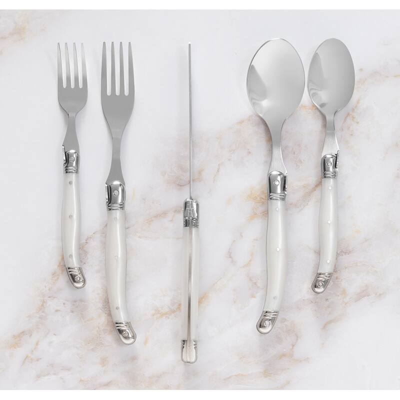 French Home Laguiole 20 Piece Stainless Steel Flatware Set, Service for 4, Pearl White