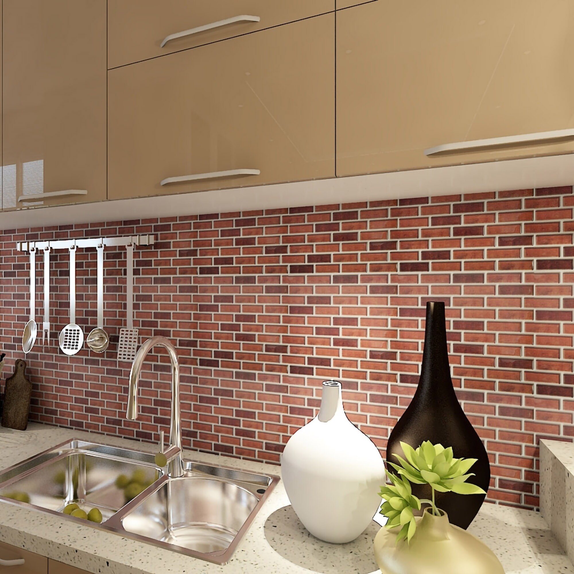 Shop Art3d 12 X12 Vinyl Peel And Stick Backsplash Tile 10 Pack Red Brick Overstock 31517184