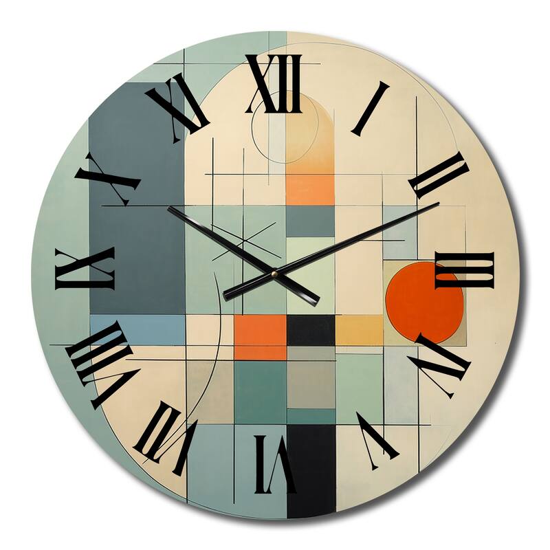 Designart "Serendipity Abstract Mid-Century Geometrics II" Modern Midcentury Oversized Wall Clock