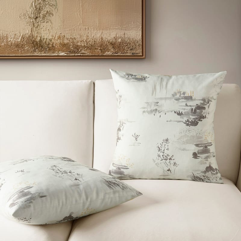 Exclusive Fabrics Printed Cotton Throw Pillow Covers 18 X 18 - Textured Decorative Pillow Covers (Set of 2)