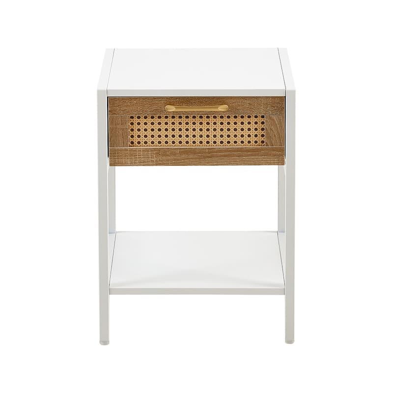 Modern Nightstand with Drawer and Metal Legs
