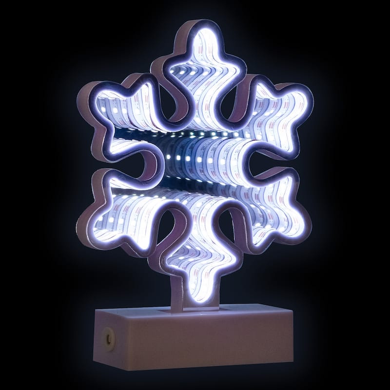 LED 3D Snowflake Christmas Infinity Mirror Light - 7.75"