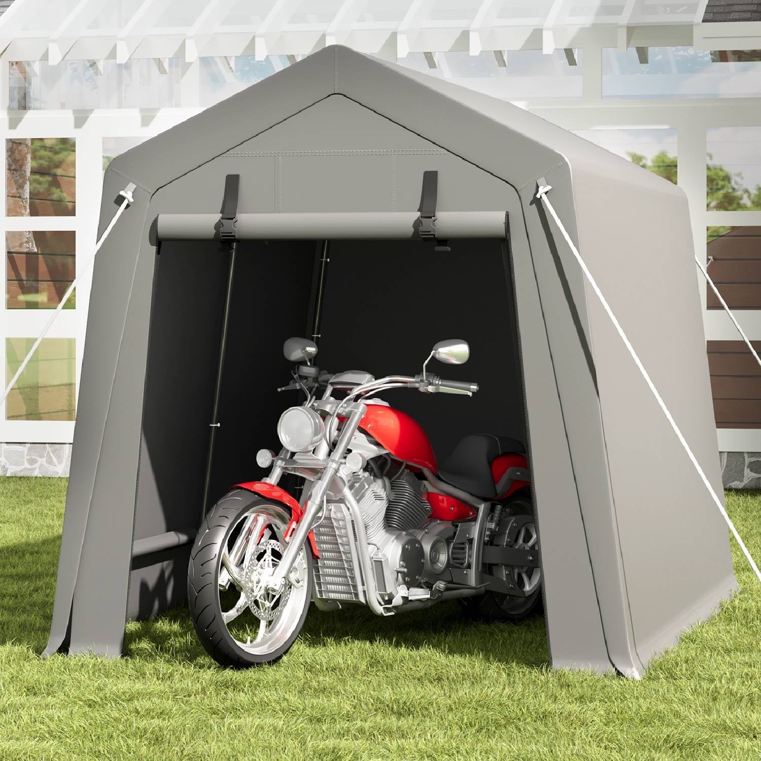 Portable Carport Storage Shed with Roll-Up Zipper Door
