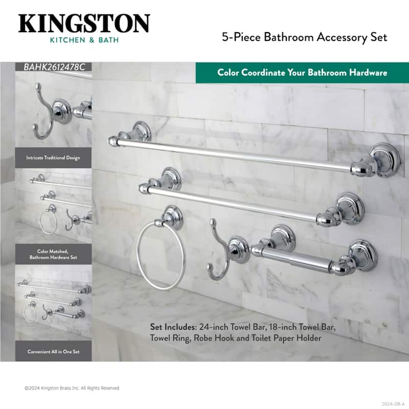 Kingston Brass Provence 5-Piece Bathroom Accessory Set in Black