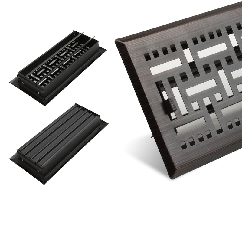 Akicon Check Design 4"x10" Floor Register with Trap Net