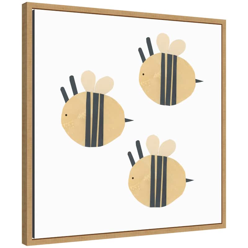 Kate and Laurel Buzzing Bees by Alicia Abla Framed Canvas Wall Art Print - 22x22 - Natural