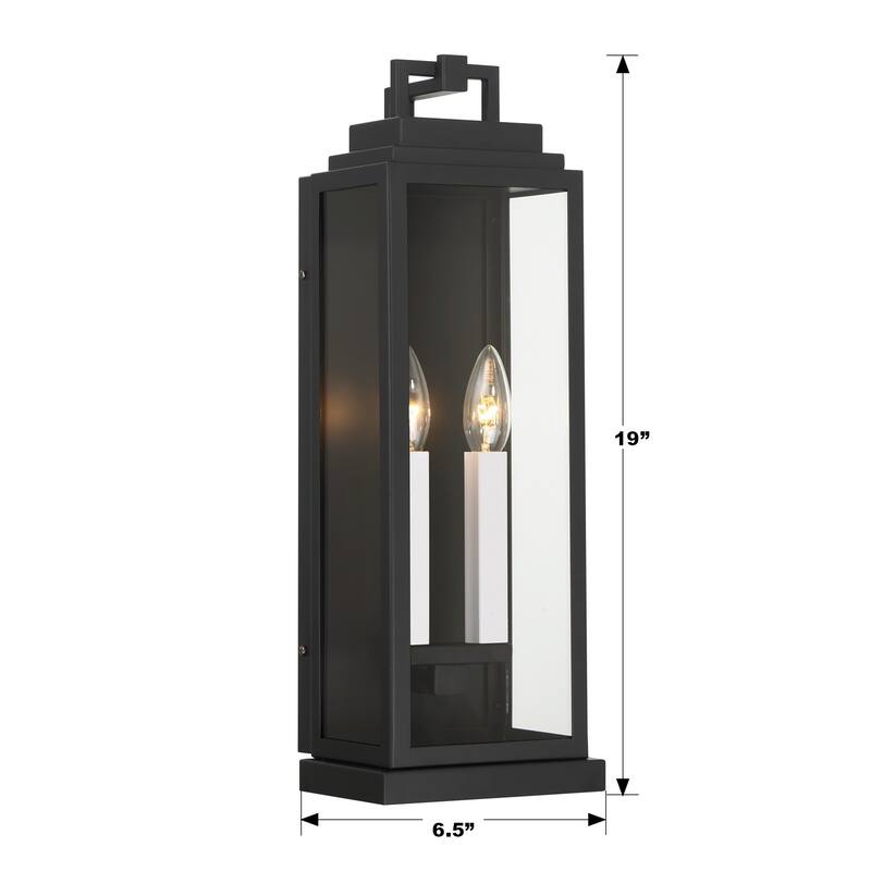 Aspen 2 Light Matte Black Outdoor Sconce - 6.5"W x 19"H x 5.25"D