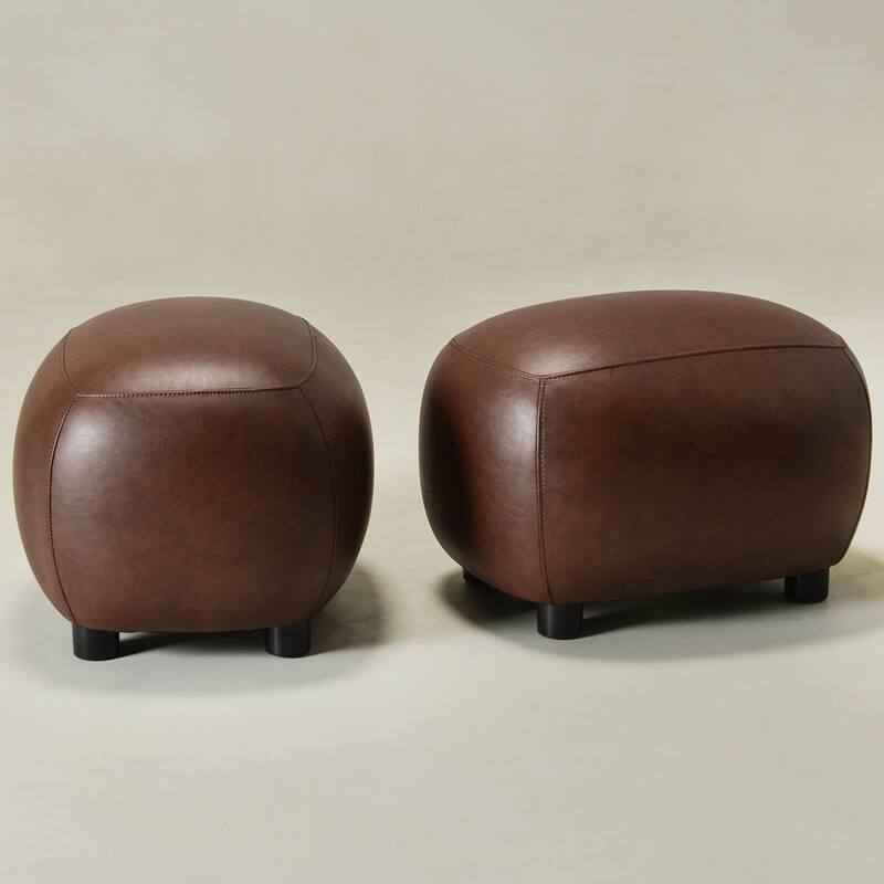 KINWELL 23" Wide Faux Leather Upholstered Ottoman Footrest, PU Entryway Footstool