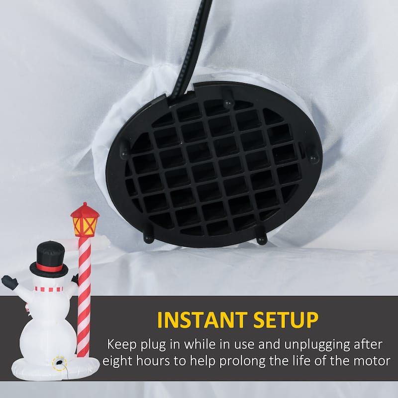 HOMCOM 7ft Christmas Inflatables Decorations Snowman with Street Light, Blow-Up Outdoor LED