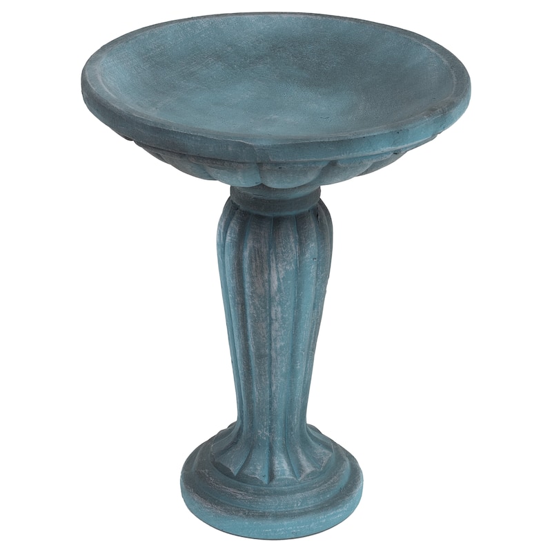 Sunnydaze Grecian Garden Reinforced Concrete Bird Bath - 20.25" H