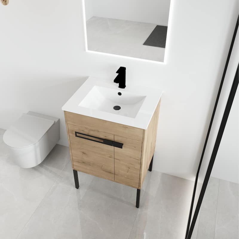 Malwee 24"/30"/36" FreeStanding Bathroom Vanity, Floor Stand Bathroom Vanity with Ceramic Top,Soft Close Door