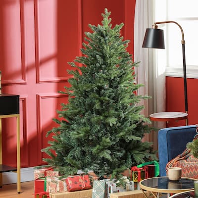 HOMCOM 5ft Artificial Christmas Tree with 1309 Tips, Foldable Metal Stand, Easy Assembly, Hinged Xmas Tree for Home, Office
