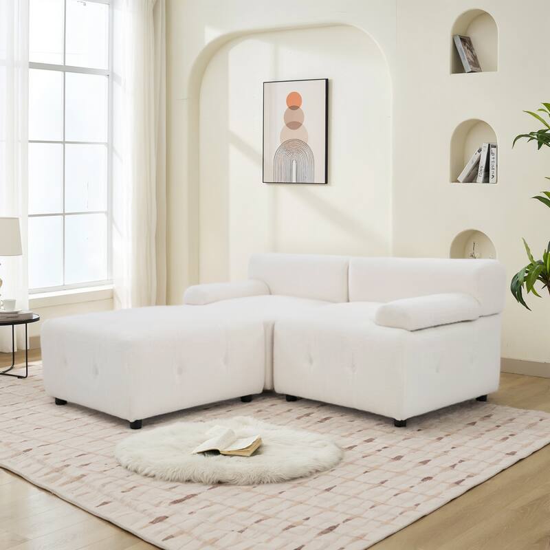 Modular Sectional Sofa, Teddy Fleece Sectional Cloud Couches for Living Room, Modern Sofa DIY Combination Reversible Chaise