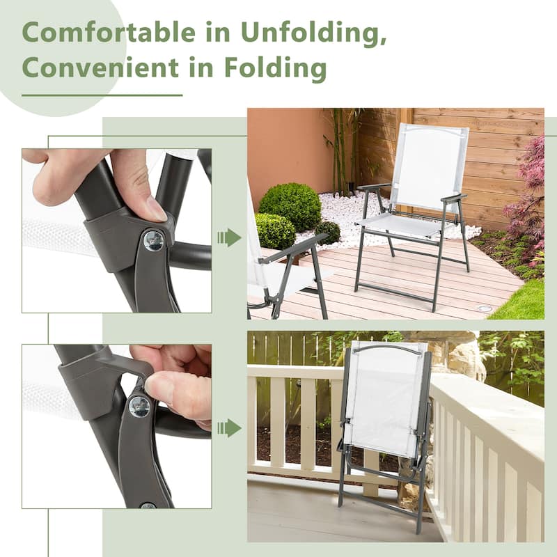 Gymax 2-Piece Patio Folding Chairs High Back Dining Chair Set w/