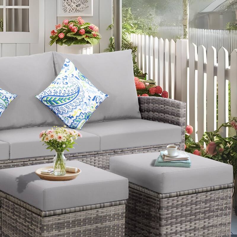 6-Piece Wicker Patio Conversation Set with Swivel Chairs