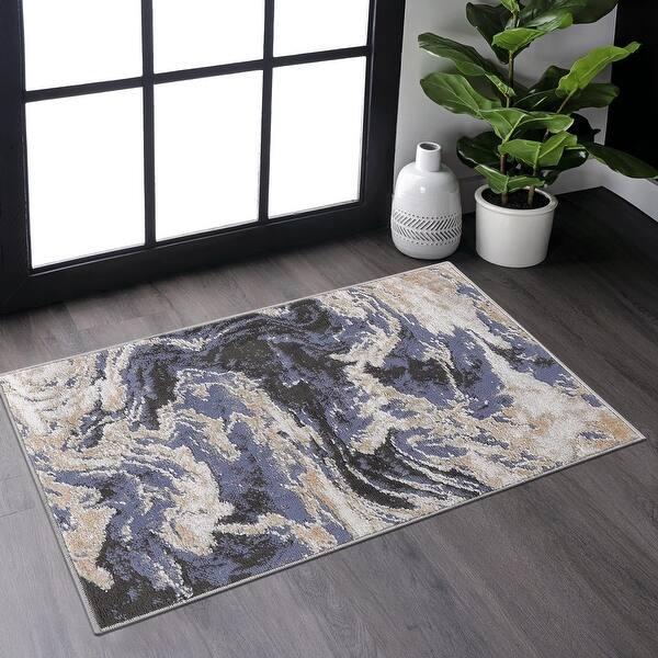 2X3 L.Blue /Abstract Non-Shedding Living Room Bedroom Dining Home ...
