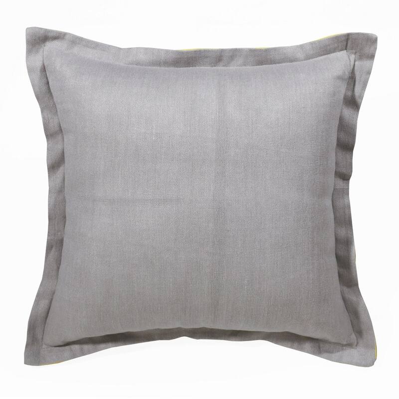 Handwoven Solid Square Throw Pillow - 20" - Gray and Yellow