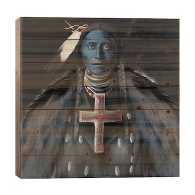 Silver Cross Print On Wood by Juliana Loomer - Multi-Color