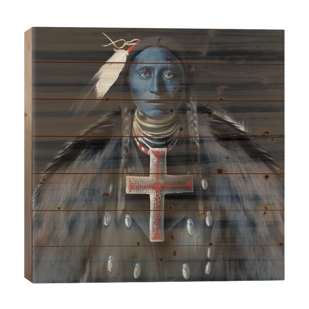 Silver Cross Print On Wood by Juliana Loomer - Multi-Color