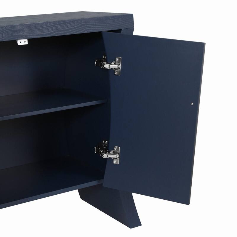 Retro 4-Door Wooden Credenza Cabinets with Solid Legs for Versatile Storage