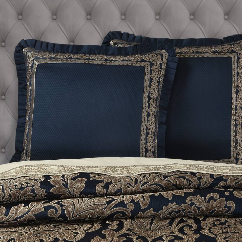 J. Queen New York Monte Carlo Euro Sham - Navy - Euro Square