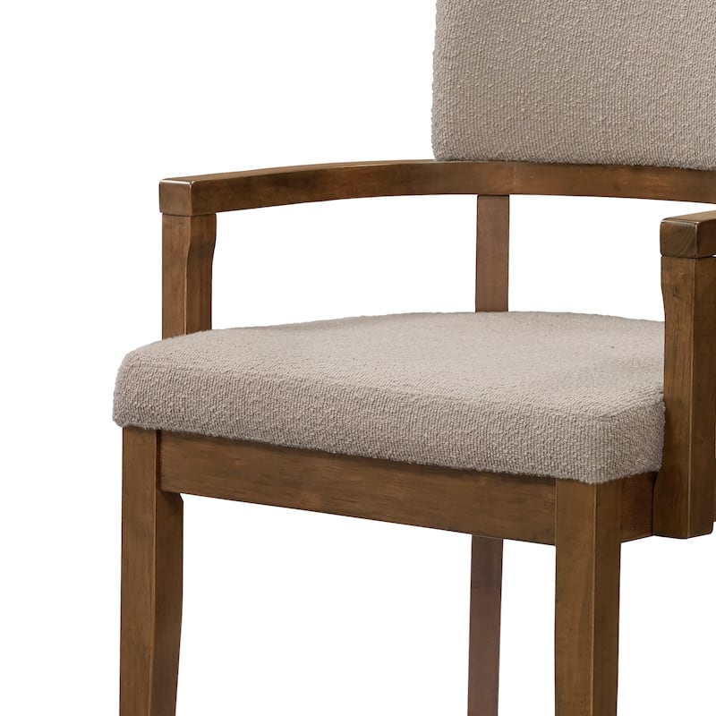 Christopher Knight Home - Mid-Century Modern Boucle Upholstered Dining Chair Set with Wood Frame - Set of 2
