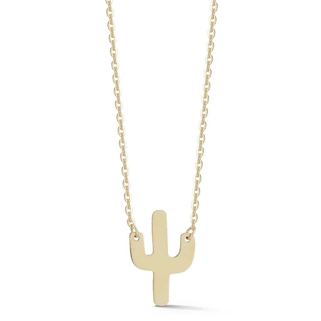 Soleil 14K Gold Cactus Pendant Necklace