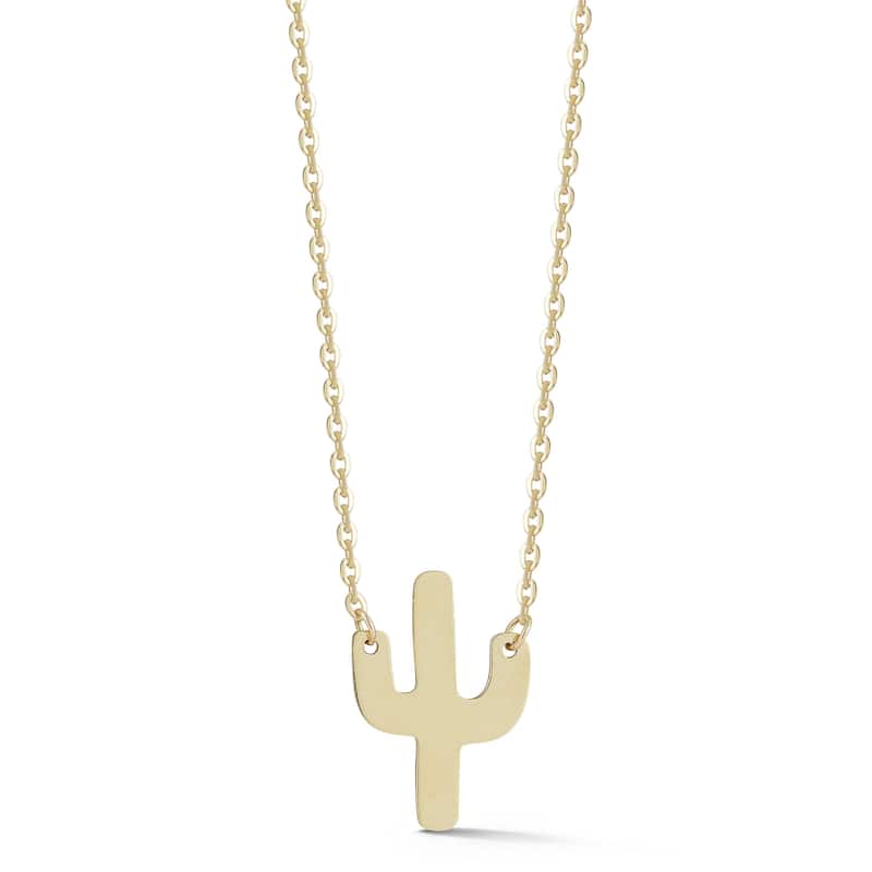 Soleil 14K Gold Cactus Pendant Necklace