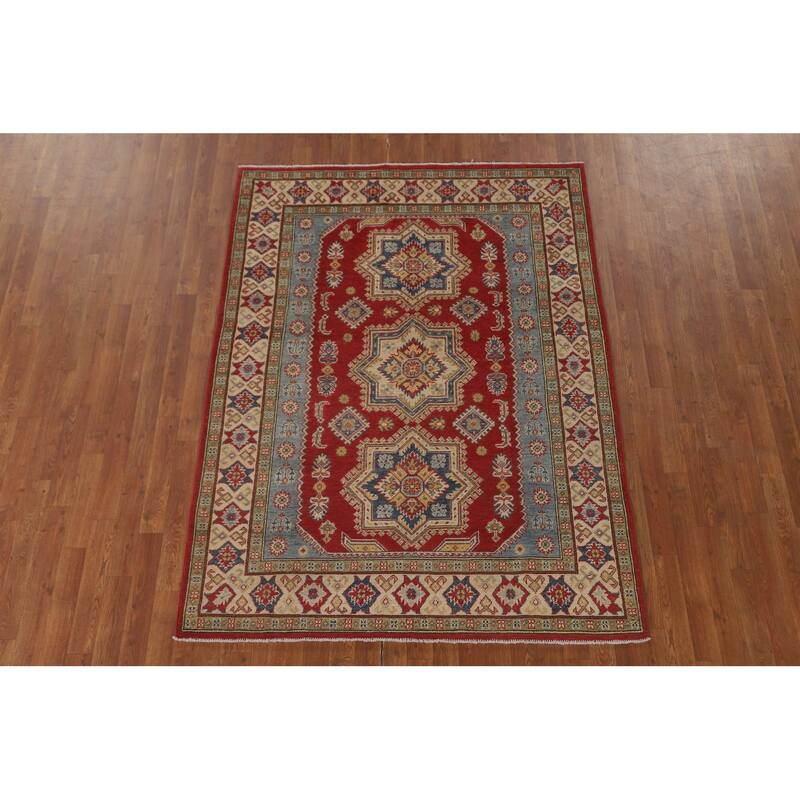 Oriental Kazak Area Rug Handmade Wool Carpet - 5'0" x 6'9"