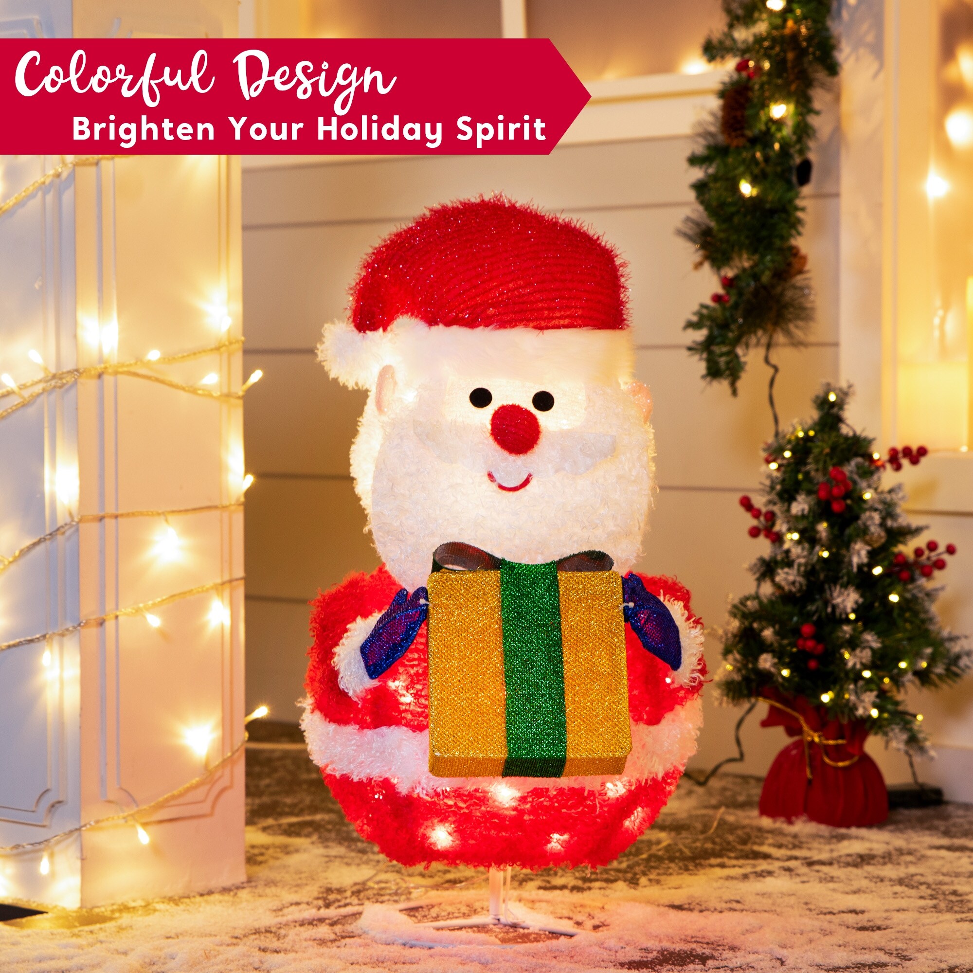 Joiedomi's 2 FT Tall Multicolor Metal and Fabric Collapsible Santa