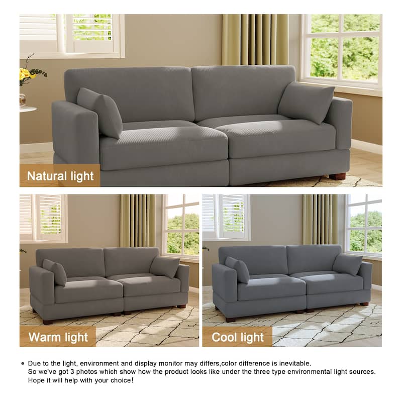 Modern Corduroy Modular Couch Sectional Sofa With Pillows