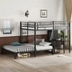 preview thumbnail 2 of 7, Metal Queen over Queen Bunk Bed, Comes with a Wardrobe, Desk, and Chairs with Storage Compartments