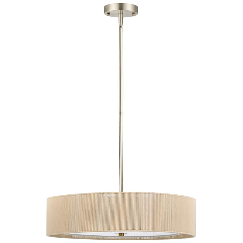 CO-Z 3-Light 20"W Double Drum Fabric Pendant Chandelier